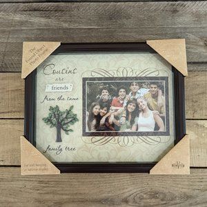 "Cousins are friends from the same family tree" wood and glass picture frame